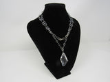 Designer Pendant Chain Link Necklace Silver Clear Pendant Female Adult -- Used