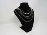 Designer Matinee Multi-Chain Necklace Black/Silver/Gold Female Adult -- Used