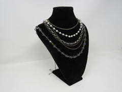 Designer Matinee Multi-Chain Necklace Black/Silver/Gold Female Adult -- Used