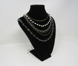 Designer Matinee Multi-Chain Necklace Black/Silver/Gold Female Adult -- Used