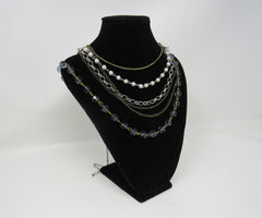 Designer Matinee Multi-Chain Necklace Black/Silver/Gold Female Adult -- Used