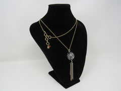 Lucky Brand Ornate Ball & Tassel Pendant Necklace Gold/Silver Female Adult -- Used