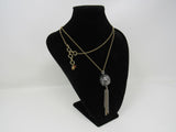 Lucky Brand Ornate Ball & Tassel Pendant Necklace Gold/Silver Female Adult -- Used
