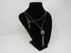 Lucky Brand Ornate Ball & Tassel Pendant Necklace Gold/Silver Female Adult -- Used