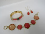 Designer Matching Bracelets and Earrings Coral/Gold Female Adult -- Used