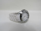 Anne Klein Watch Silver/White Oyster Bracelet Band Clear Gemstones Female Adult -- Used