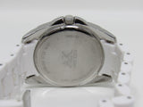 Anne Klein Watch Silver/White Oyster Bracelet Band Clear Gemstones Female Adult -- Used
