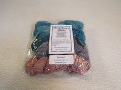 Wonderland Yarns Yarn 5 Skeins 46 Yards Each Rusty Rose/Sage/Teal -- New