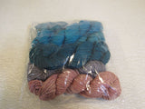 Wonderland Yarns Yarn 5 Skeins 46 Yards Each Rusty Rose/Sage/Teal -- New