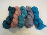 Wonderland Yarns Yarn 5 Skeins 46 Yards Each Rusty Rose/Sage/Teal -- New