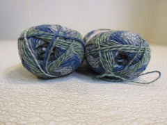 Patons Kroy Socks Yarn 2 Skeins 166 Yards Each Green Striped Ragg -- New