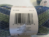 Patons Kroy Socks Yarn 2 Skeins 166 Yards Each Green Striped Ragg -- New