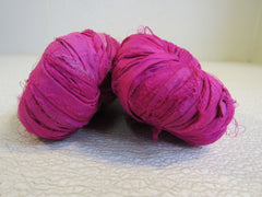 Darn Good Yarn Sari Ribbon Yarn Hot Pink 2 Skeins 50 Yards Each 100% Silk -- New