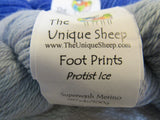 Unique Sheep Foot Prints Yarn Blue Sport Weight Protist Ice/Protist Periwinkle -- New