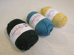 Knit Picks DK Weight Cotlin Yarn 3 Skeins 123 Yards Each Crème Brulee/Surf/Cedar -- New