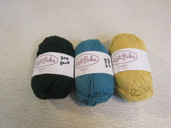 Knit Picks DK Weight Cotlin Yarn 3 Skeins 123 Yards Each Crème Brulee/Surf/Cedar -- New