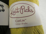 Knit Picks DK Weight Cotlin Yarn 3 Skeins 123 Yards Each Crème Brulee/Surf/Cedar -- New