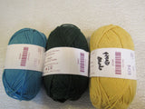 Knit Picks DK Weight Cotlin Yarn 3 Skeins 123 Yards Each Crème Brulee/Surf/Cedar -- New