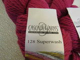 Cascade Yarns 128 Superwash Yarn Hot Pink 3 Skeins 128 Yards Each -- New