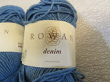 Rowan Denim Yarn 4 Skeins 109 Yards Each Blue 100% Cotton -- New