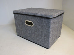 Designer Collapsible Storage Bin with Lid Gray/Black Lightweight and Durable -- New