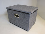Designer Collapsible Storage Bin with Lid Gray/Black Lightweight and Durable -- New