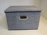 Designer Collapsible Storage Bin with Lid Gray/Black Lightweight and Durable -- New