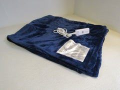 Bedsure Get Cozy Electric Heated Throw 60-in x 50-in Navy/White -- New