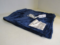 Bedsure Get Cozy Electric Heated Throw 60-in x 50-in Navy/White -- New