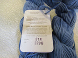 Blue Sky Skinny Cotton Yarn Blue 3 Skeins 150 Yards Each 100% Organic Cotton -- New