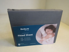 Bedsure Get Cozy Essentials Full Fitted Sheet 54-in x 75-in x 14-in Gray -- New