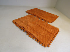 Fanci Homi Bobho Throw Pillow Cover Set of 2 Rust Fuzzy Raised Stripes -- New