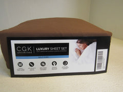 CGK Unlimited Luxury Split King Sheet 4 pc Set Brown Wrinkle and Stain Resistant -- New