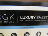 CGK Unlimited Luxury Split King Sheet 4 pc Set Brown Wrinkle and Stain Resistant -- New
