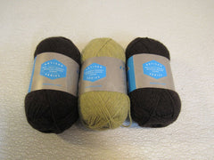 Zealana Cozi Cozy Sock Yarn 3 Skeins 186 Yards Each Brown/Dark Beige -- New