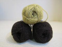 Zealana Cozi Cozy Sock Yarn 3 Skeins 186 Yards Each Brown/Dark Beige -- New