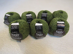 Laines Fonty Velourine Yarn Pea Green 7 Balls 120 Yards Each -- New