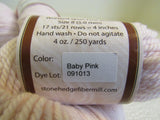 Stonehedge Fiber Mill Shepherds Wool Yarn Baby Pink 2 Skeins 250 Yards Each -- New