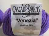 Cascade Yarns Venezia Yarn Purple 2 Balls 120 Yards Each -- New