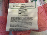 Brown Sheep Co Cotton Fleece Yarn Coral Sunset 4 Skeins 215 Yards Each Very Soft -- New