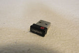 Logitech USB Mouse Keyboard Dongle Silver/Black -- Used