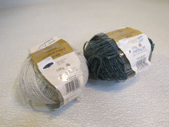 Rowan Scottish Tweed Aran Yarn Green/Cream 2 Balls 186 Yards Each -- New