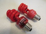 Sylvania Flourescent Light Bulbs Lot of 2 E26 Base Red 13W 120V 60Hz 0.220A -- Used
