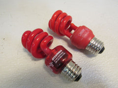 Sylvania Flourescent Light Bulbs Lot of 2 E26 Base Red 13W 120V 60Hz 0.220A -- Used