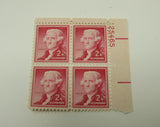USPS Scott 1033 Vintage 2c Thomas Jefferson Plate Block Mint Never Hinged/MNH -- New