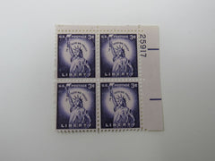 USPS Scott 1035 Vintage 3c Statue of Liberty Plate Block Mint Never Hinged/MNH -- New
