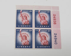 USPS Scott 1041 Vintage 8c Statue of Liberty Plate Block Mint Never Hinged/MNH -- New