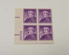 USPS Scott 1051 Vintage 50c Susan B Anthony Plate Block Mint Never Hinged/MNH -- New