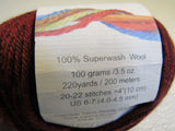 Cascade Yarns 220 Superwash Yarn Wine 2 Balls 220 Yards Each 100% Superwash Wool -- New