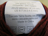 Cascade Yarns 220 Superwash Yarn Wine 2 Balls 220 Yards Each 100% Superwash Wool -- New